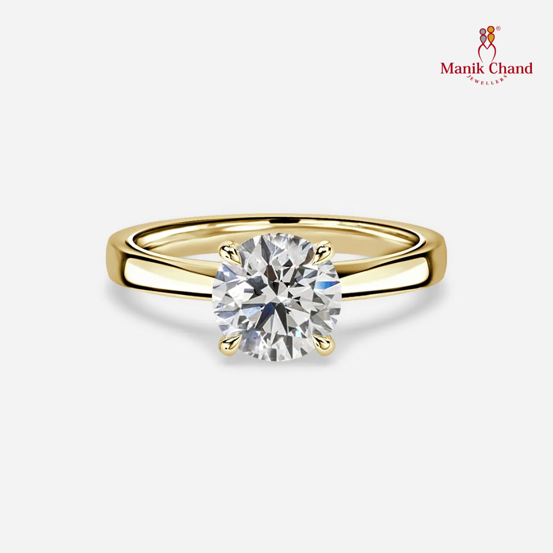 Golden Aura Tiff Setting Round Diamond Ring with Basket