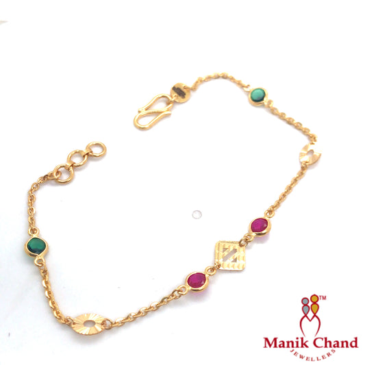Traditional Red-Green Bracelet | 22kt GOLD
