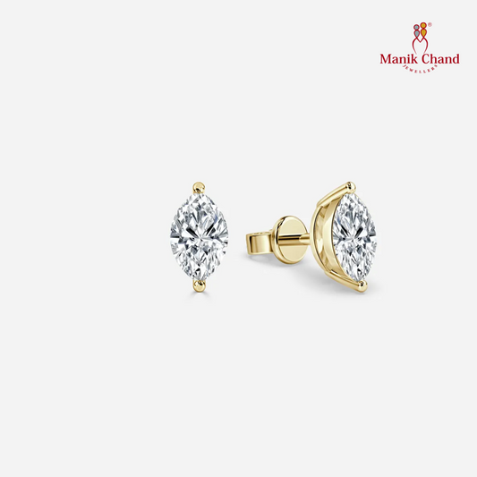 Diamond Stud Earrings in Yellow Gold 0.50 ct Marquise | 18kt GOLD