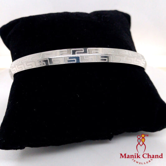 Elegant Silver Greek Key Pattern Bangle | 925 Silver