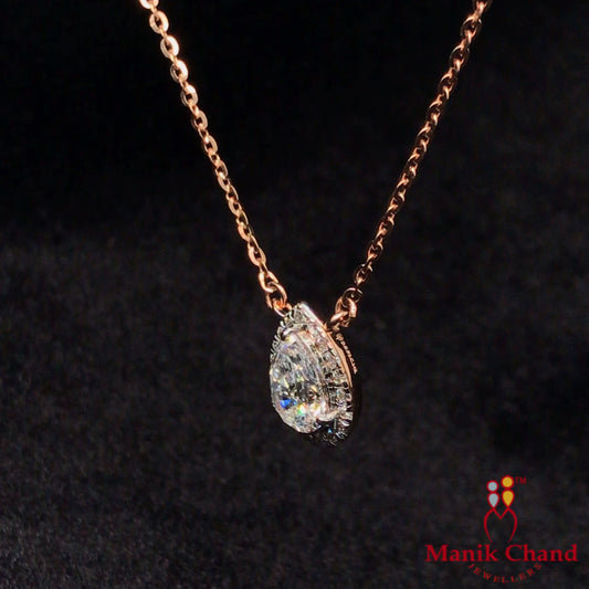 Tear Drop Diamond Pendant Necklace