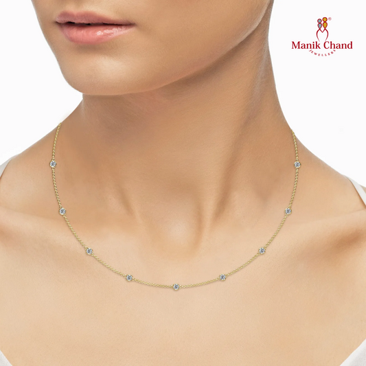 Diamond Station Necklace (20 inch) | 18kt GOLD