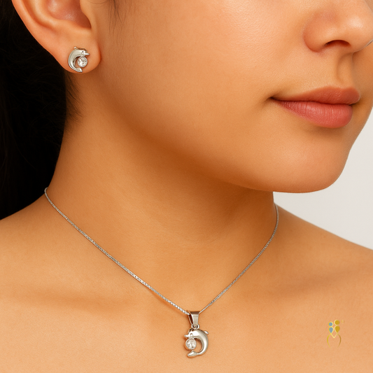 Dolphine Pendant Set with chain | 925 Silver