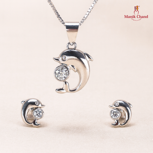 Dolphine Pendant Set with chain | 925 Silver