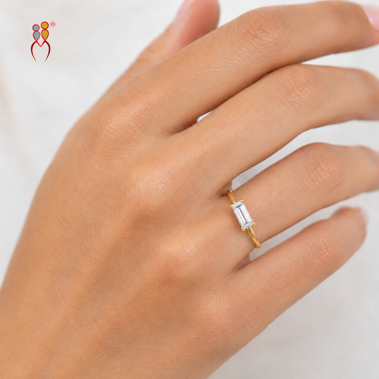 Tall Baguette Cut diamond Ring | 9kt