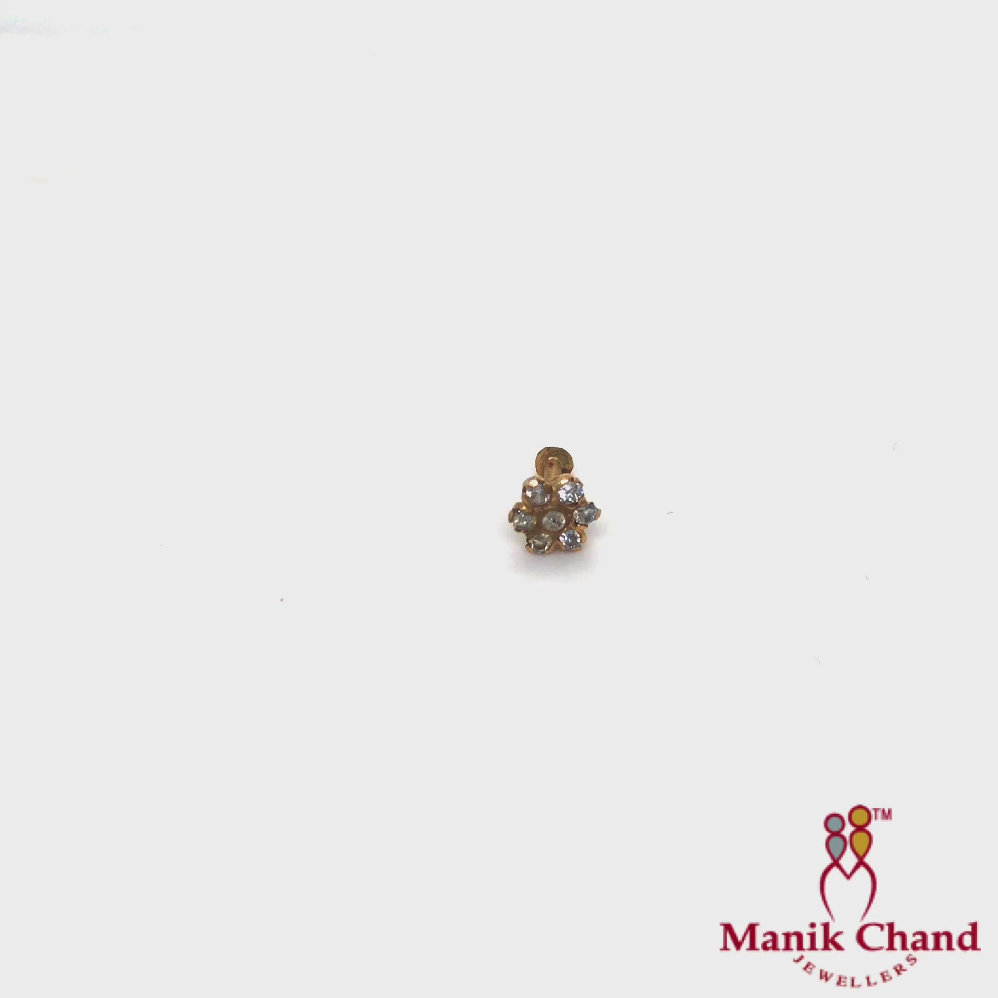 Stone Flower Push Nosepin | 22kt GOLD