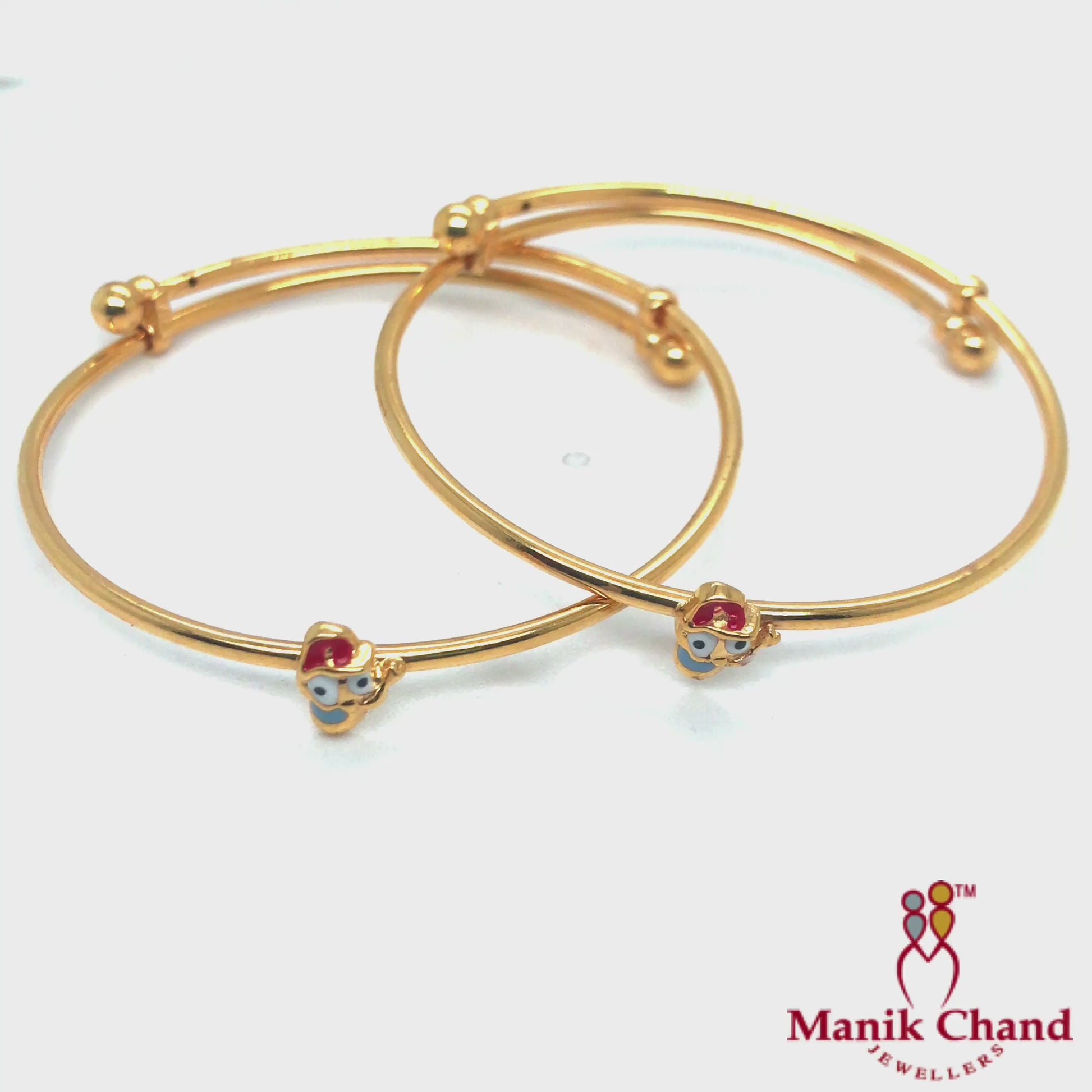 Teddy Baby Bangle Pair | 22kt GOLD