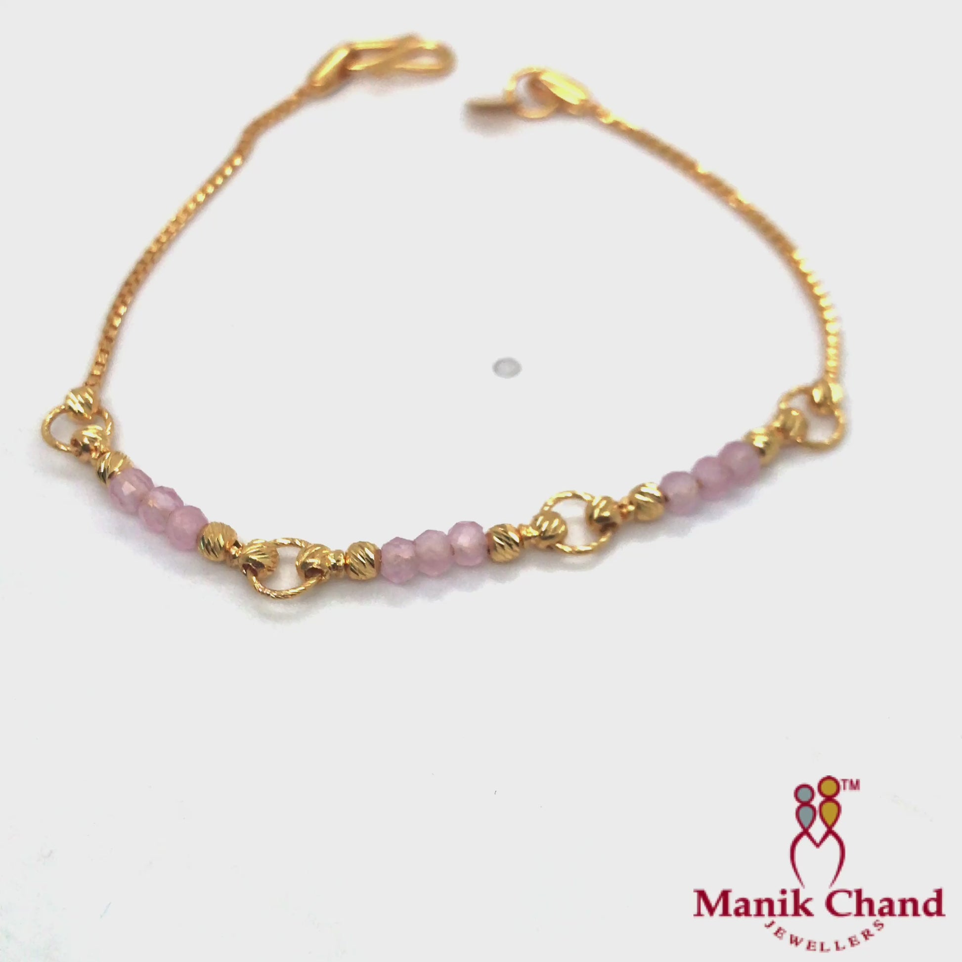 Pink Crystal Single line Bracelet | 22kt GOLD