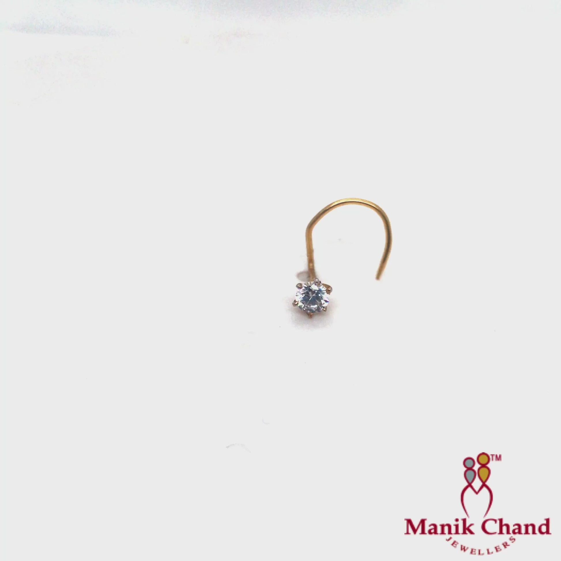 Single stone Wire Nosepin | 22kt GOLD