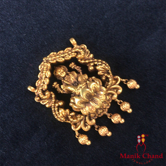 Lucky Laxmi Mid Temple Locket | 22kt Gold