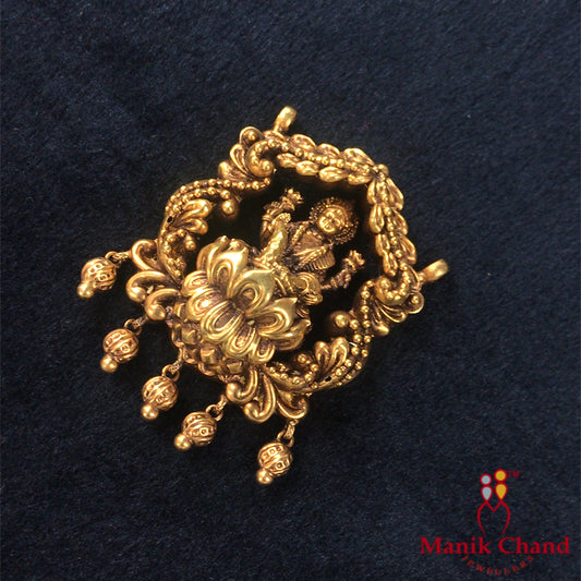 Lucky Laxmi Mid Temple Locket | 22kt Gold