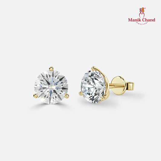 The Three-Prong Radiant Clarity Round Stud Earrings