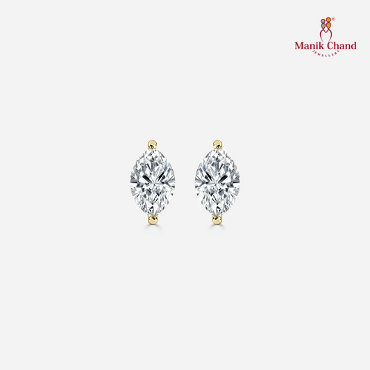 Diamond Stud Earrings in Yellow Gold 0.50 ct Marquise