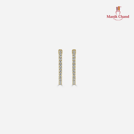 Semi-Set Diamond Hoop Earrings in Yellow Gold with Micro Setting