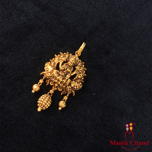 Lucky Laxmi Perfect Temple Locket | 22kt Gold