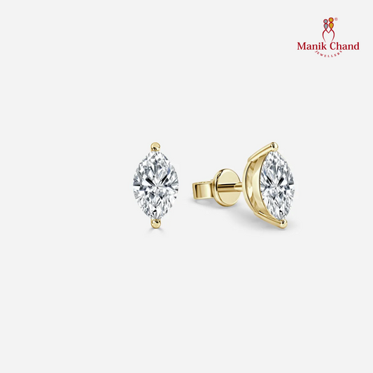 Diamond Stud Earrings in Yellow Gold 0.50 ct Marquise