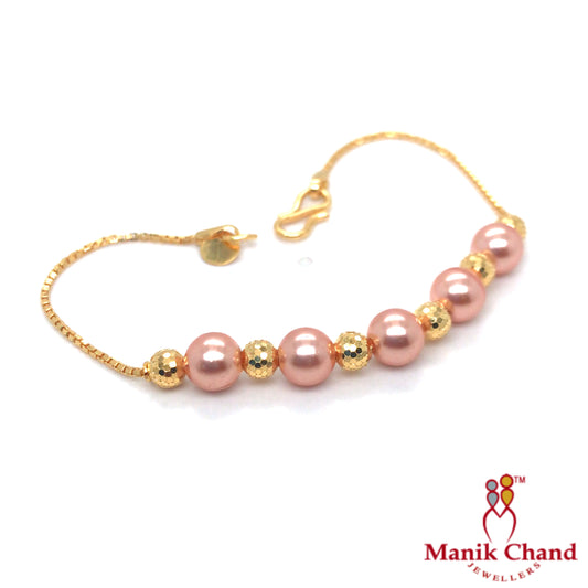 Pink Pearl Charms Bracelet | 22kt GOLD