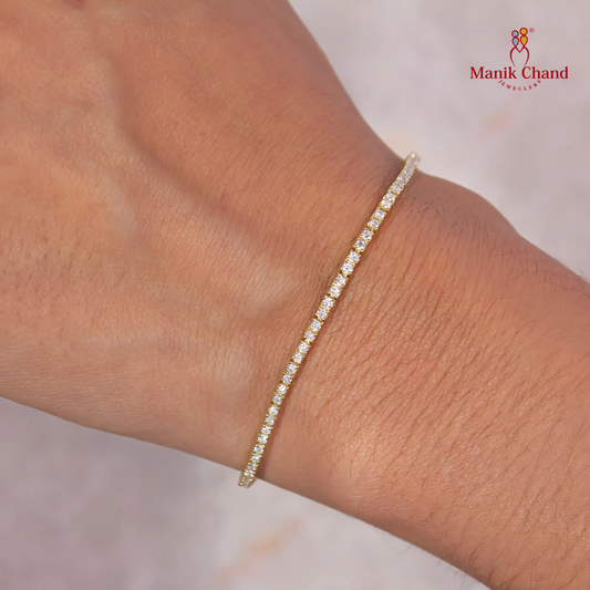 Radiant Round Diamond Tennis Bracelet in Yellow Gold – 1.00ct