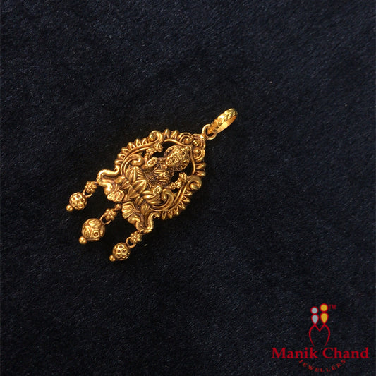Lucky Laxmi Small Temple Locket | 22kt Gold