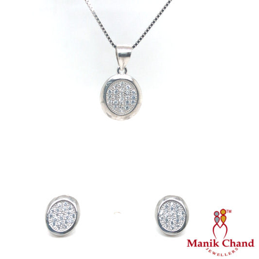 Oval Stones Pendant Set with Chain | 925 Silver