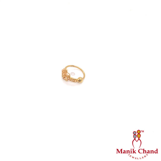 Half Flower Round wire Nosepin | 22kt GOLD