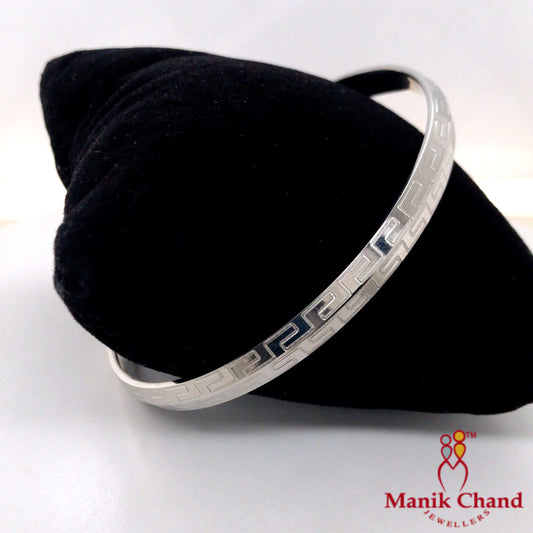 Elegant Silver Greek Key Pattern Bangle | 925 Silver