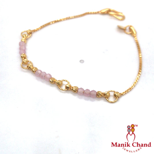 Pink Crystal Single line Bracelet | 22kt GOLD