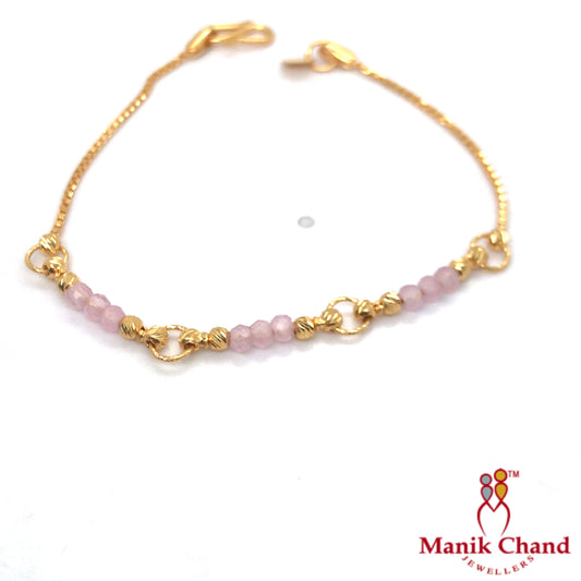 Pink Crystal Single line Bracelet | 22kt GOLD