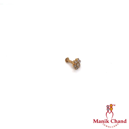 Stone Flower Push Nosepin | 22kt GOLD
