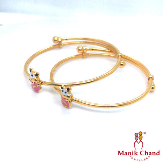 Adorable Baby Bangles With Cute Teddy Charms | 22kt Gold