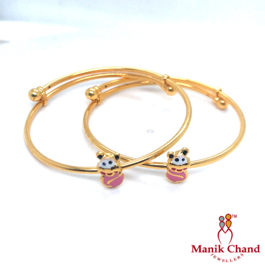 Adorable Baby Bangles With Cute Teddy Charms | 22kt Gold