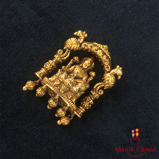 Lucky Laxmi small Temple Locket | 22kt Gold