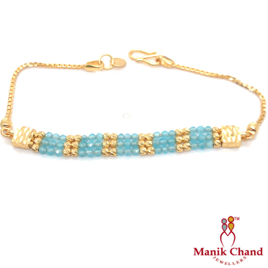 Firosa Blue crystal Bracelet | 22kt GOLD