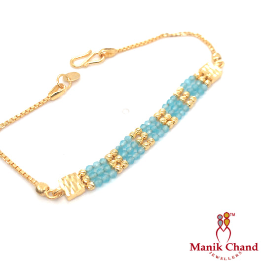 Firosa Blue crystal Bracelet | 22kt GOLD