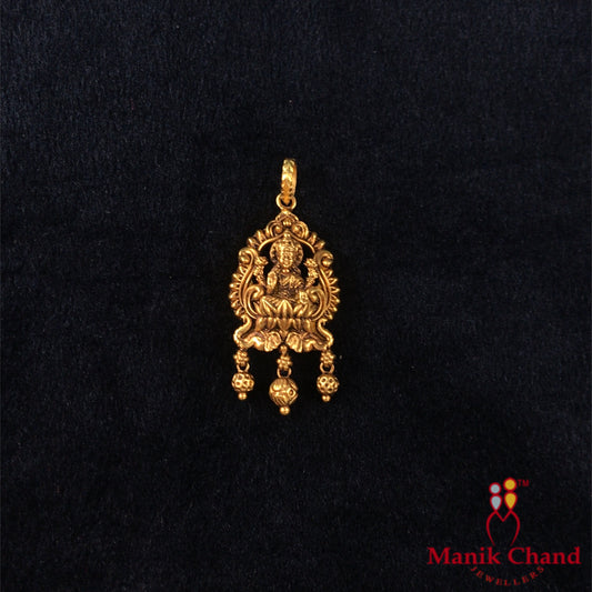 Lucky Laxmi Small Temple Locket | 22kt Gold