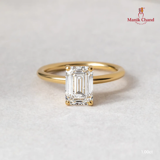 The Elegant Solitude Emerald-Cut Diamond Ring