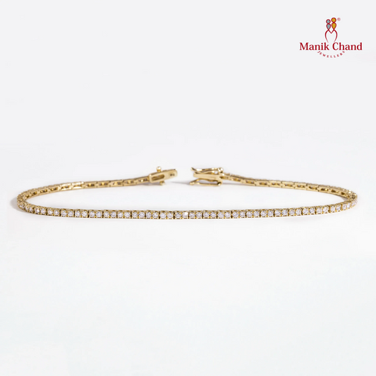 Radiant Round Diamond Tennis Bracelet in Yellow Gold – 1.00ct