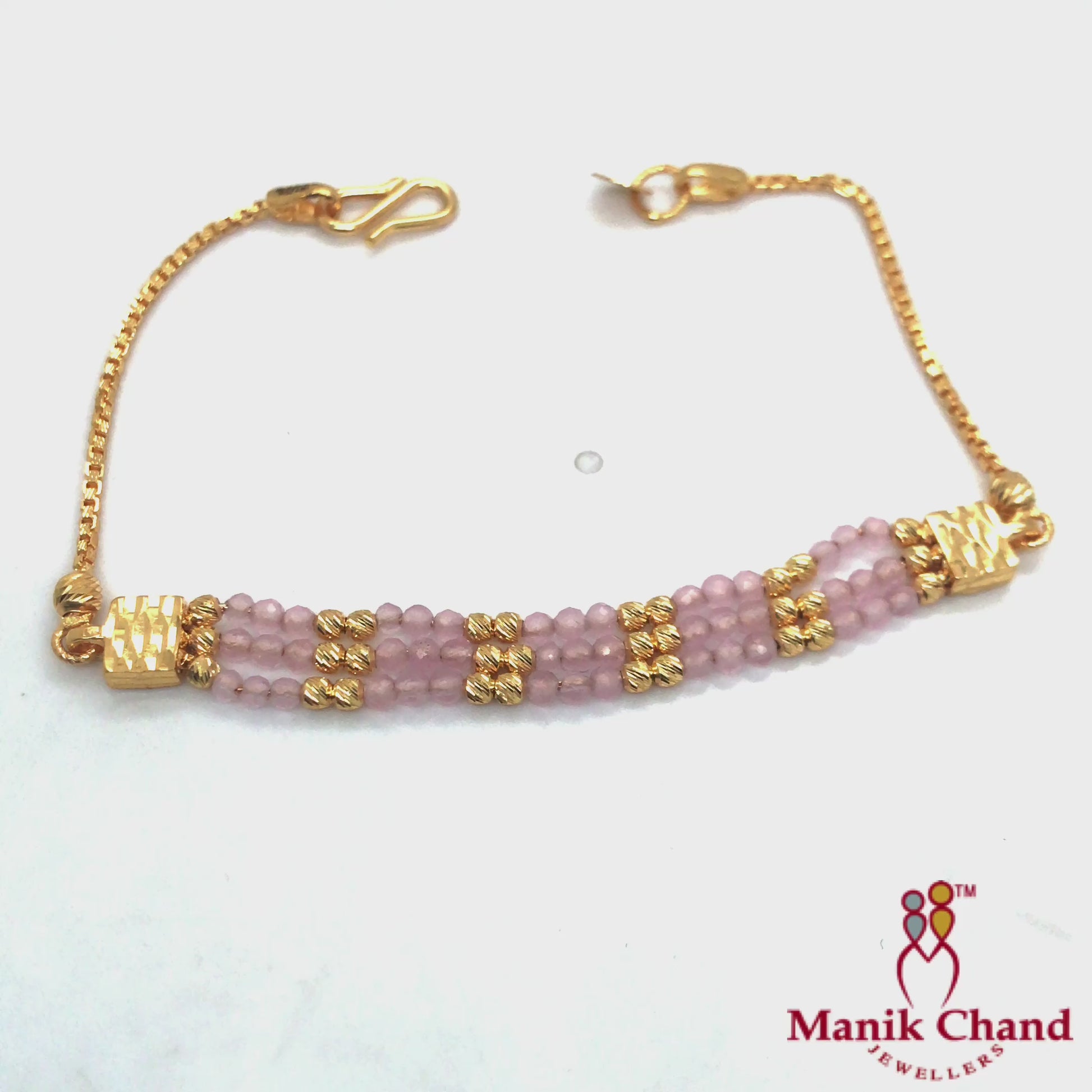 Pink Crystal charms Bracelet | 22kt GOLD