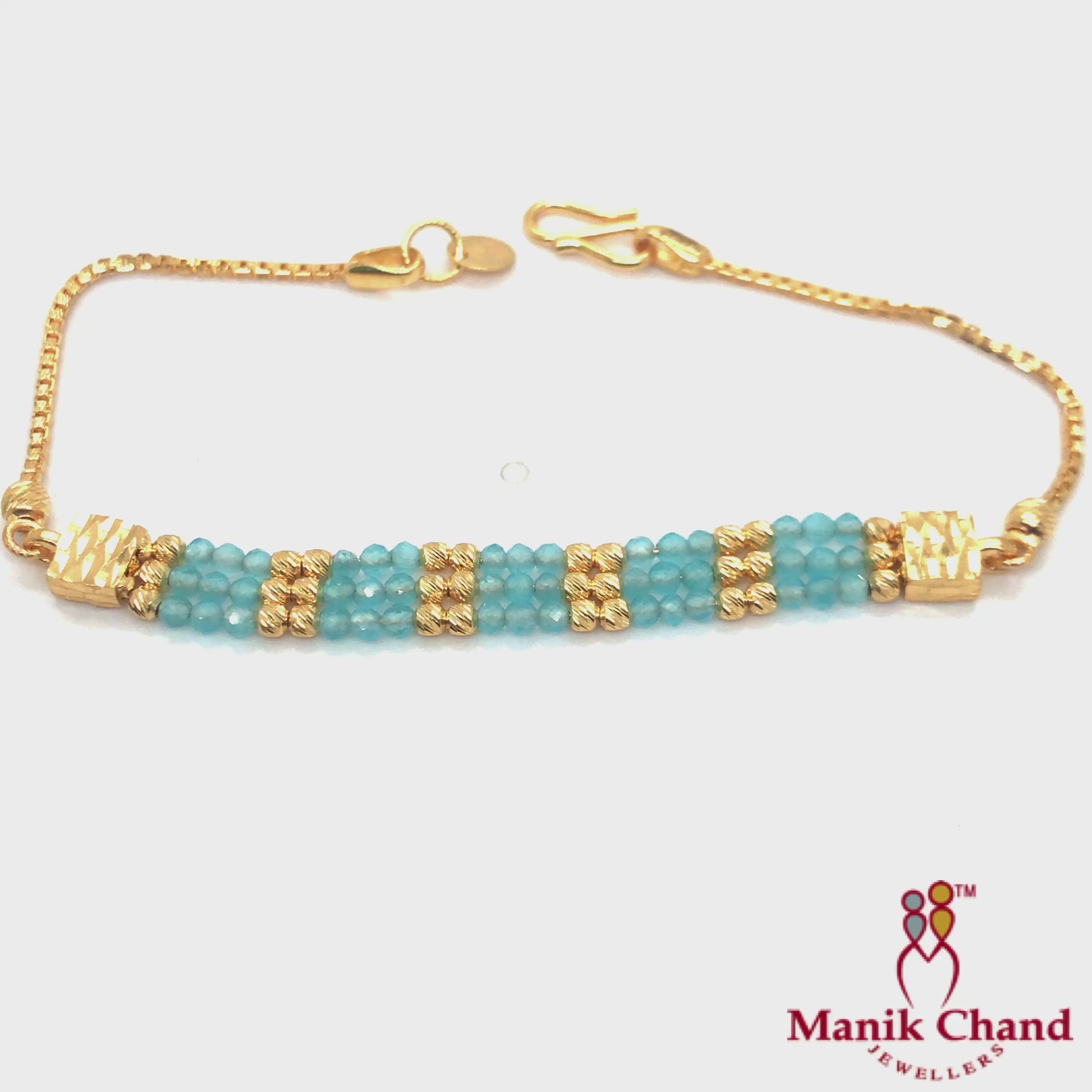 Firosa Blue crystal Bracelet | 22kt GOLD