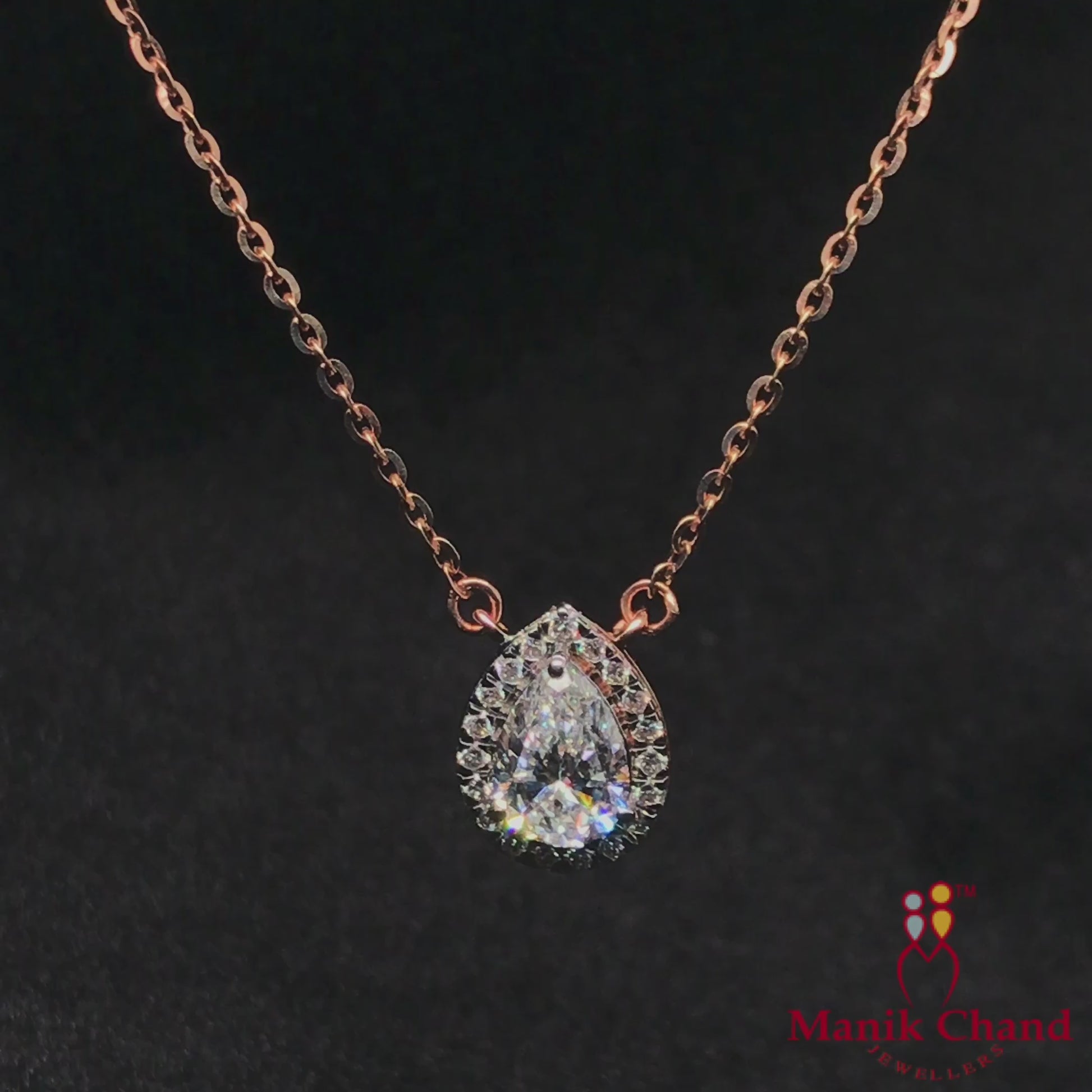 Tear Drop Diamond Pendant Necklace
