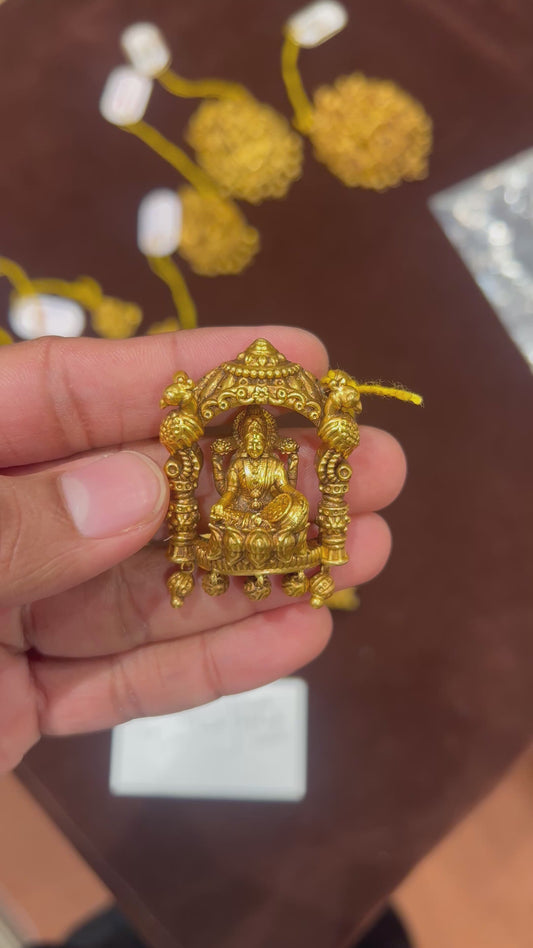 Lucky Laxmi small Temple Locket | 22kt Gold