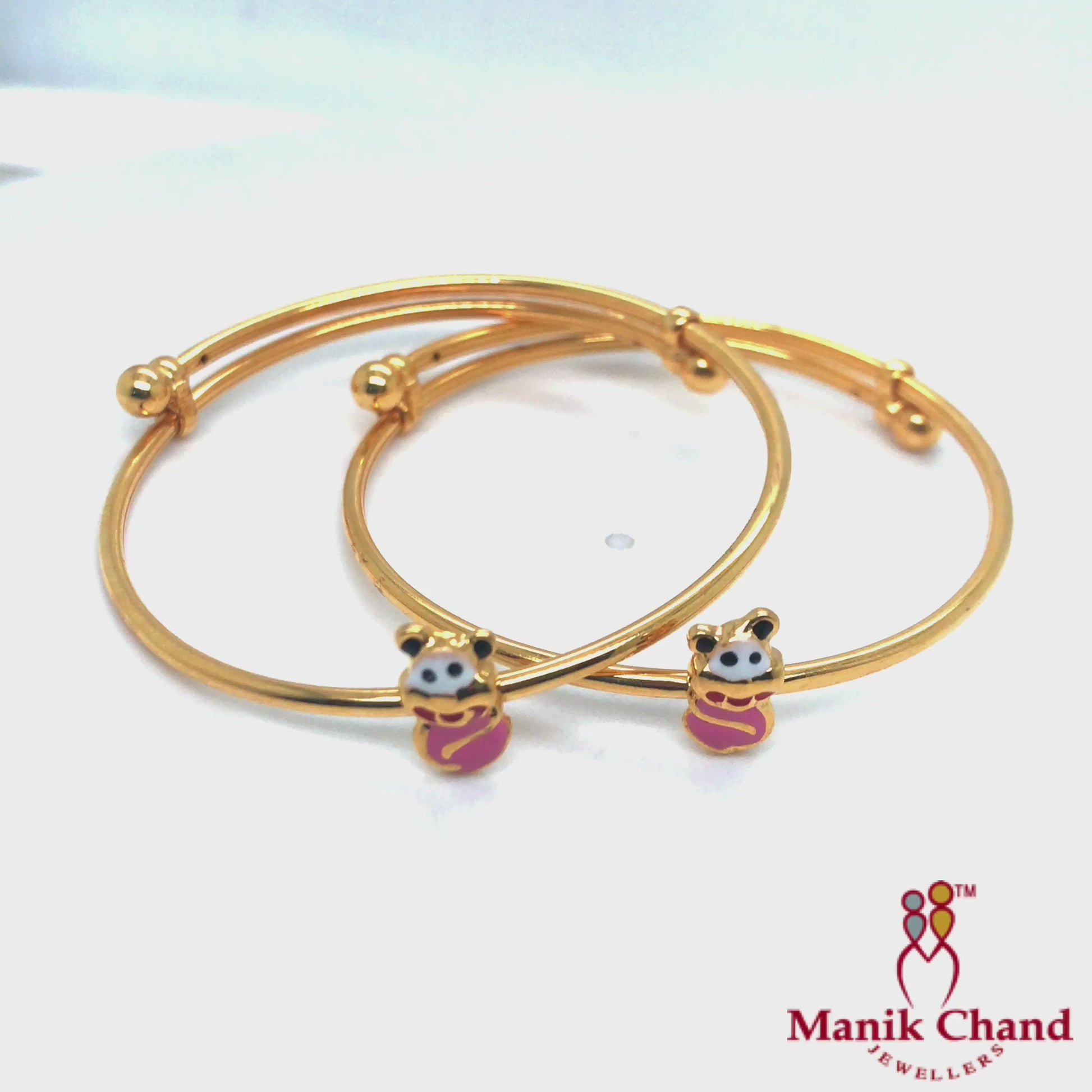 Adorable Baby Bangles With Cute Teddy Charms | 22kt Gold