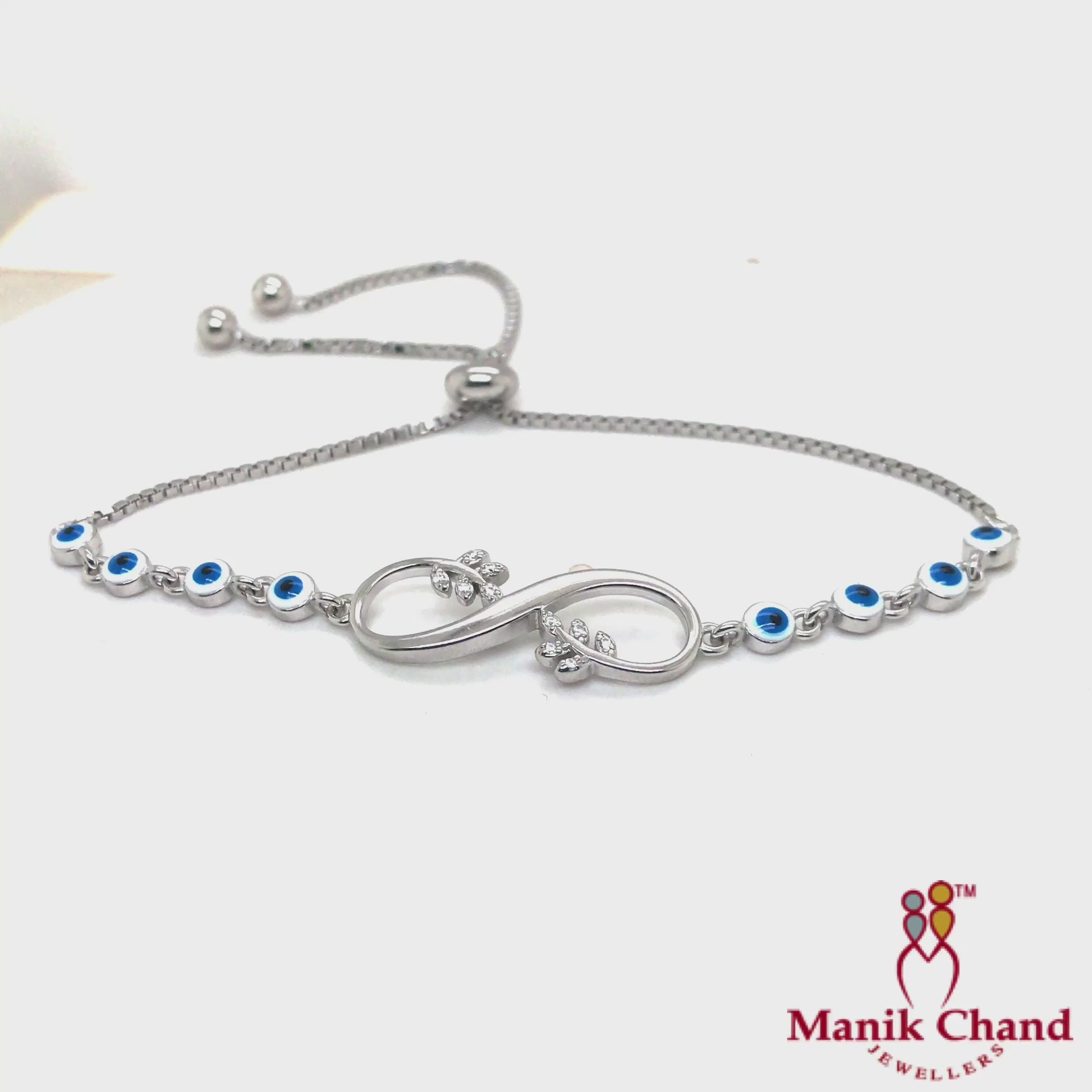 Infinity Evil-Eye Leaf Bracelet | 925 Silver