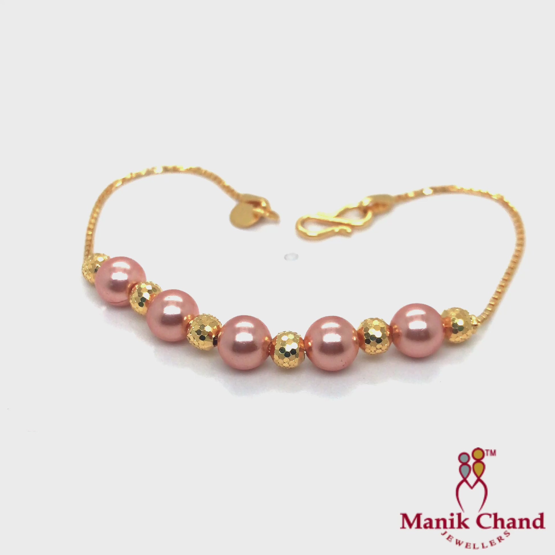 Pink Pearl Charms Bracelet | 22kt GOLD