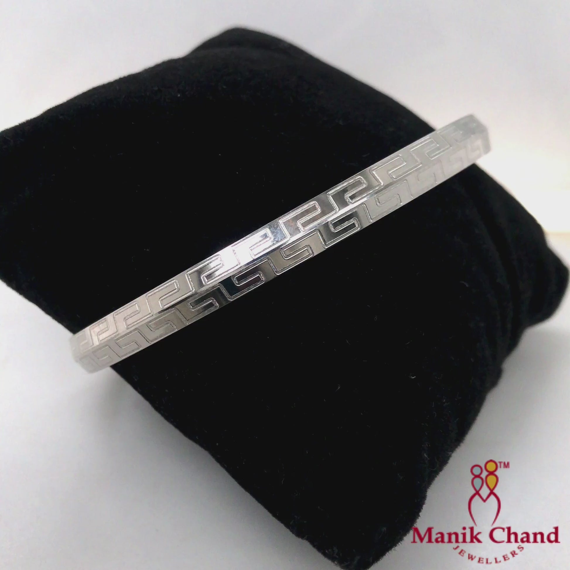 Elegant Silver Greek Key Pattern Bangle | 925 Silver
